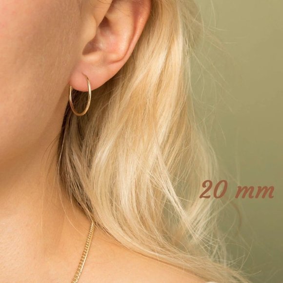 NEW Real Gold Hoops 20 mm Yellow Gold Hoop Earrings Small Hoops Pair Stamped 10K - Picture 3 of 6